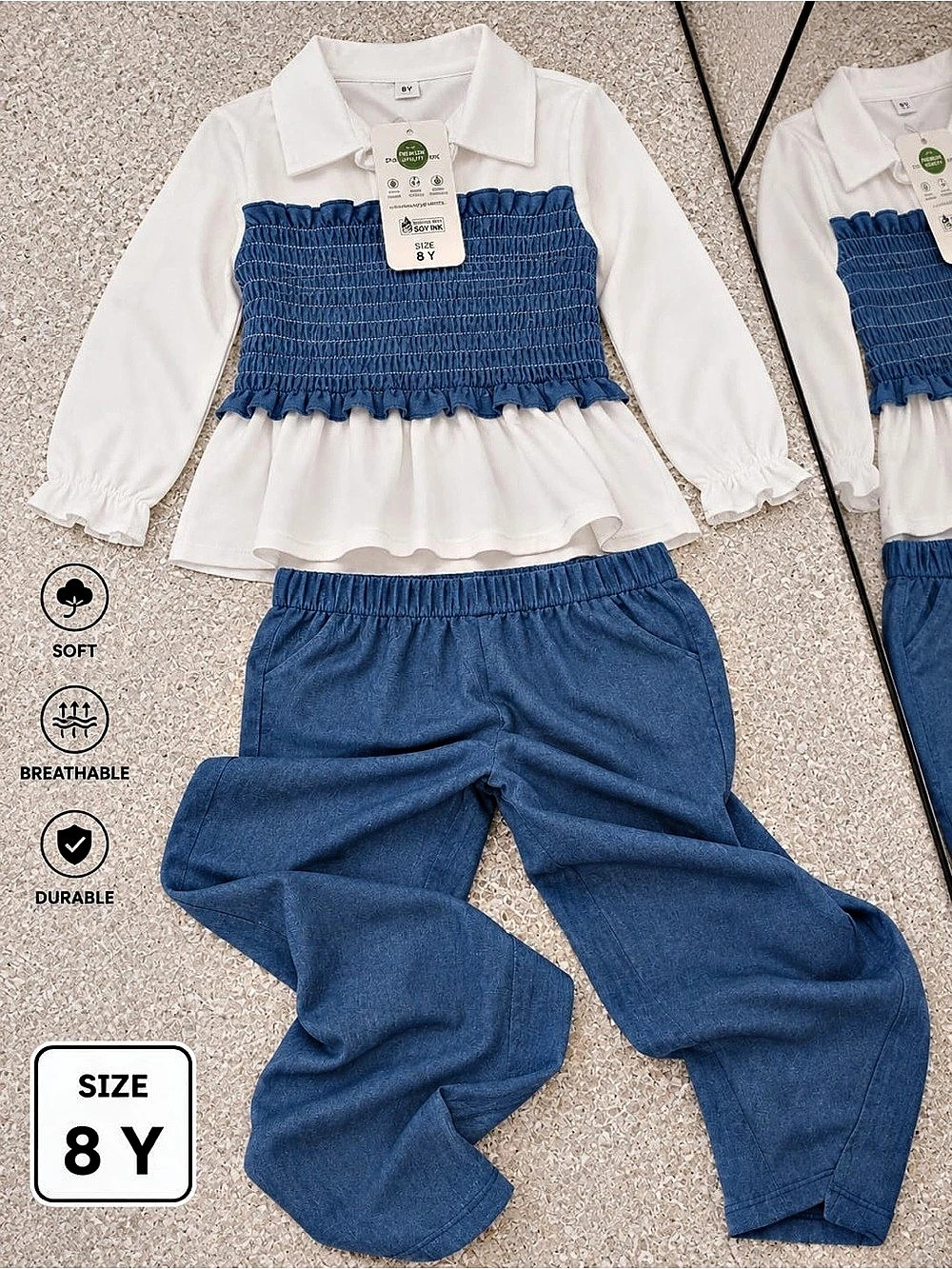 Girls Blue & White 2-Piece Set Size 8Y NWT